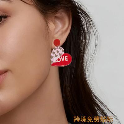 A Pair of Acrylic Sweet Girl Valentine's Day Anti-collision Earrings, Suitable for Daily Leisure Outdoor Travel