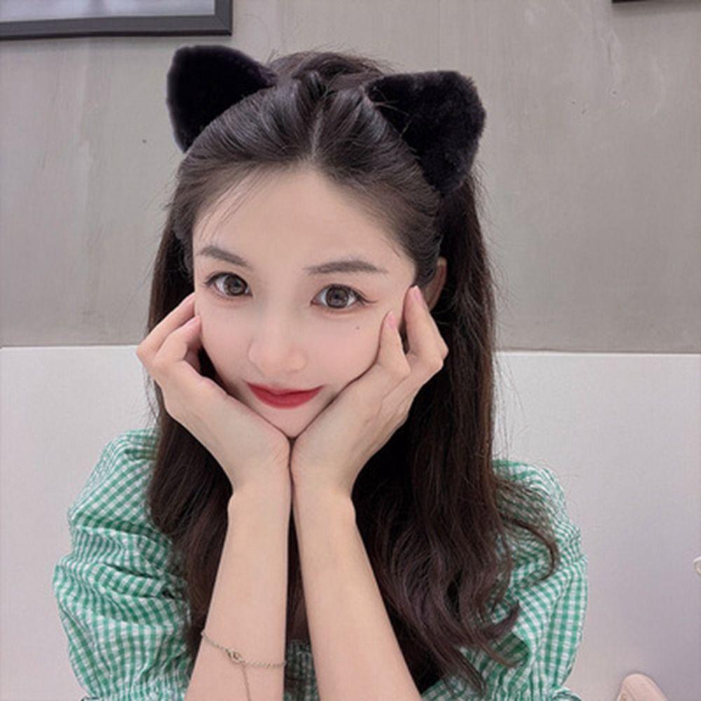 Animals Plush Hair Band Face Wash Hairband Women Hair Hoop Cute Cat Ears Headband Student