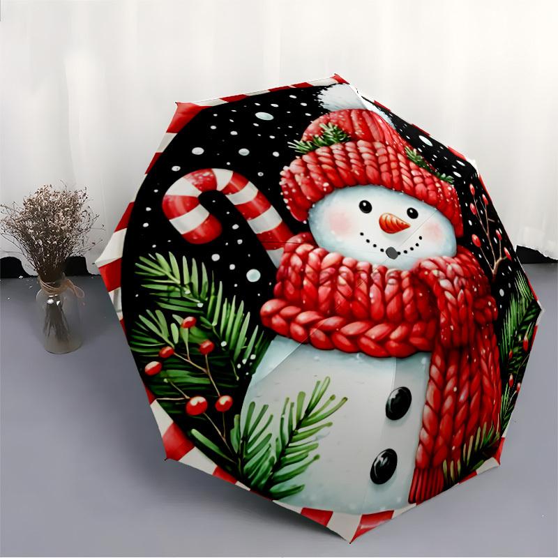 1pc Snowman, Winter Automatic Folding Umbrella - 8-Rib Automatic Open/Close, Large Canopy Birthday Festival Gift Yy251217125