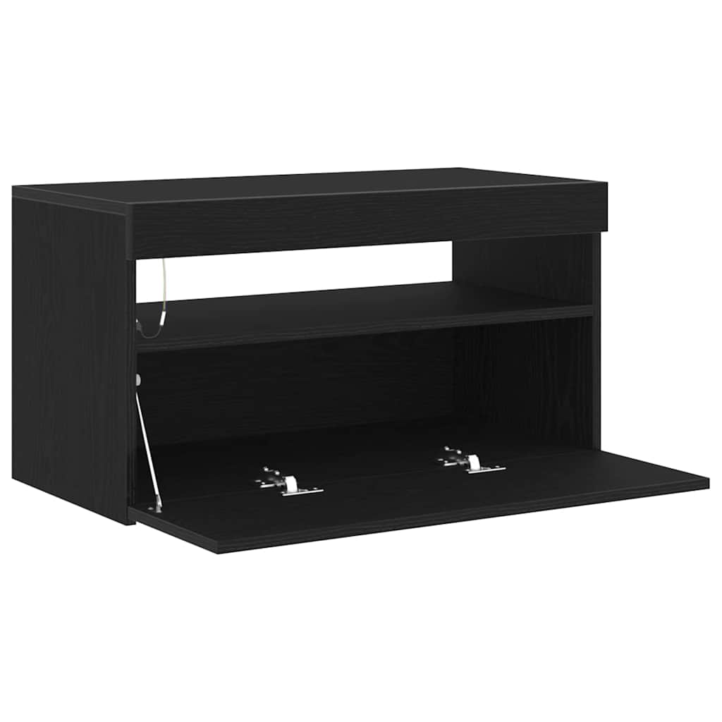 TV Cabinet Black Oak Effect 75 x 35 x 40 cm Engineered Wood