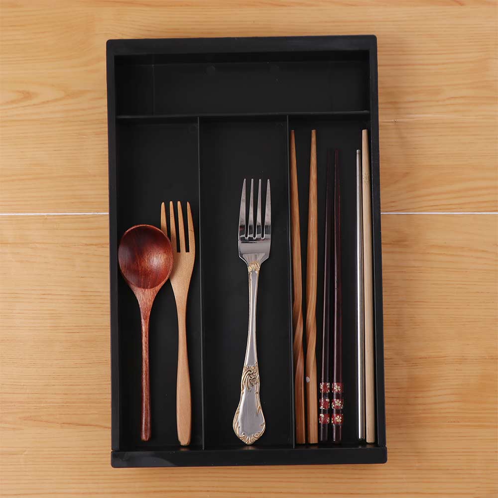 Plastic Adjustable Flatware Tray Space Saving Silverware Drawer Organizer for Kitchen