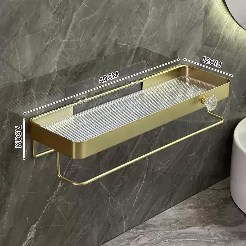 Goldenes Lagerregal ohne Bohren Badezimmer Waschbecken Waschschale Wandmontage Kosmetik-Lagerregal Badezimmerzubehör Regale