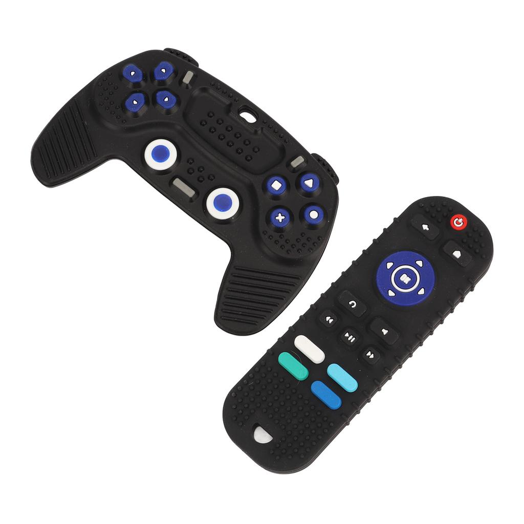 2 Pack Silicone Baby Teething Toys TV Remote Control Shape Educational Chew Sensory Teethers Black