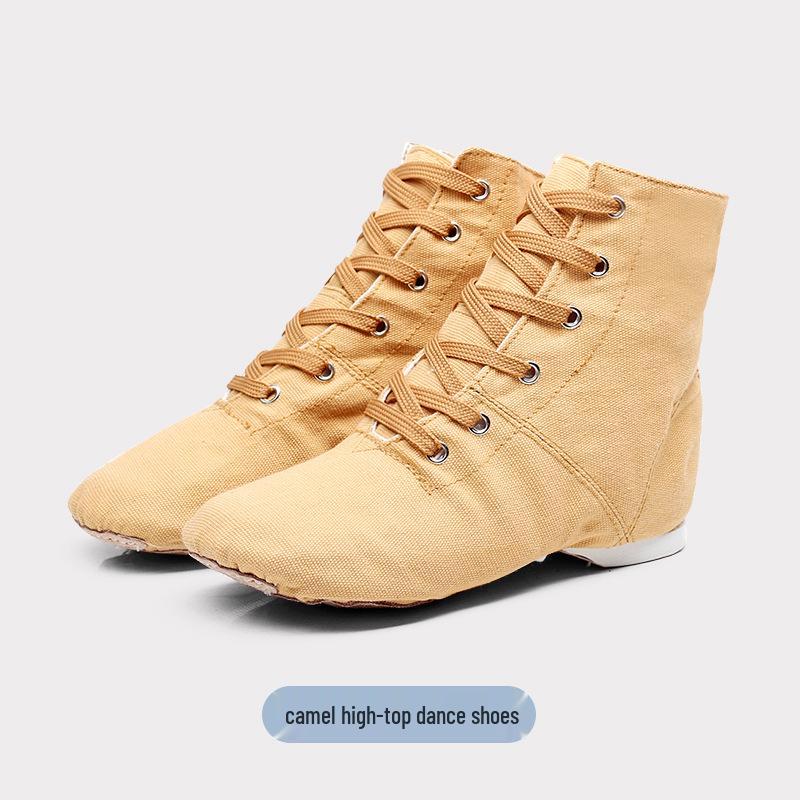 White Canvas High-Top Jazz Dance Shoes for Women & Men - Soft Sole Ballet Training Boots