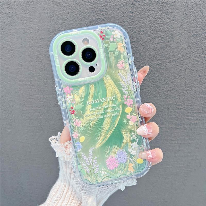 

Green Floral Phone Case for iPhone 14-17 Pro/Plus Models 15