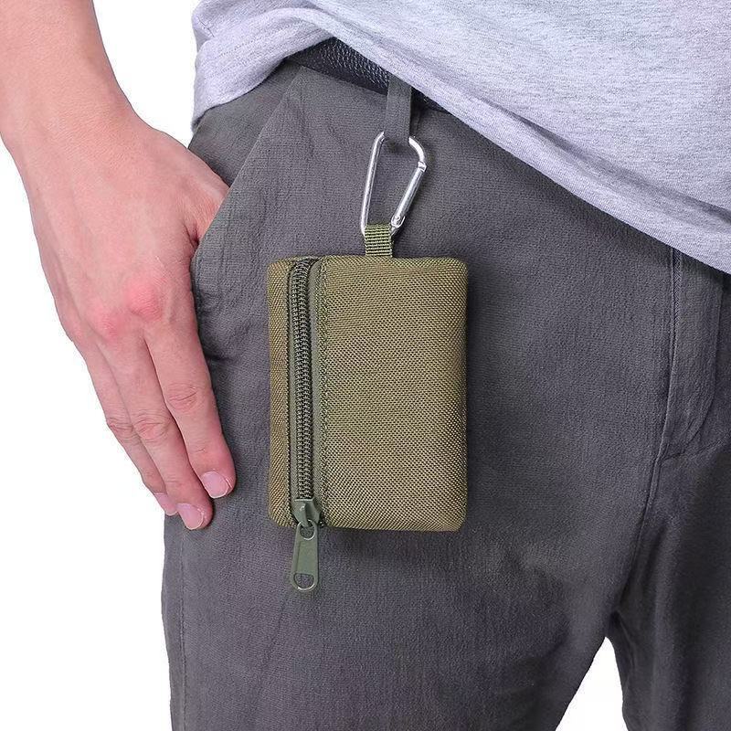 Simple outdoor tactical key bag zipper coin purse headphones storage card bag small wallet mini tools bag