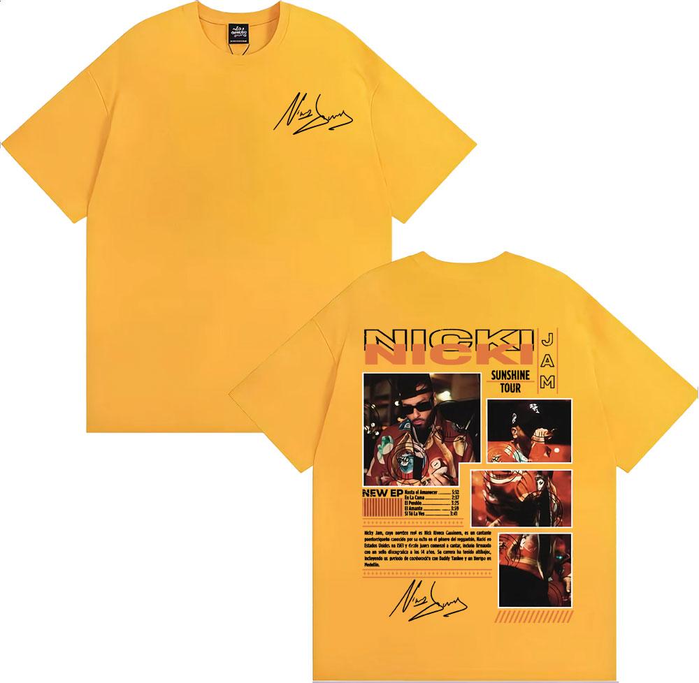 Rapper Nicky Jam Album Sunshine Tour Graphic Tee Shirt Mens Clothing Cotton Short Sleeve Tshirt Fashion Hip Hop Retro T Shirts