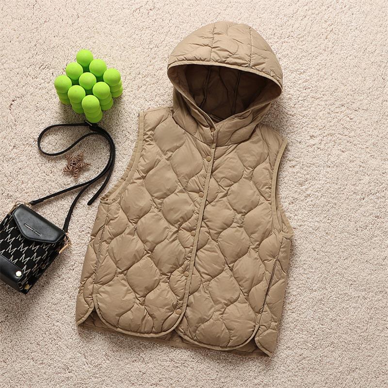 Arrivals Women Fashion Ultralight Thin Hooded Down Jackets Spring Winter Female Korean Slim Fit Sleeveless Puffer Coat