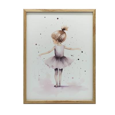 Dancing Ballerina - Pink Magic Dancing Ballerina - Pink Magic, 30X40 Cm, Dark Brown Wooden Frame, 230 Gsm Matte Paper