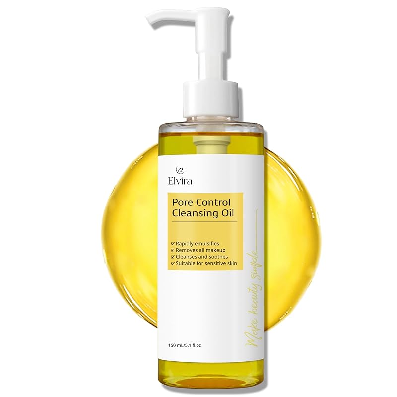 Elvira Pure Cleansing Oil, Makeup Remover & Blackheads Pore Cleanser, Jojoba Oil Cleanser for Face, Korean Skin Care, Plant-based, for Sensitive Unscented