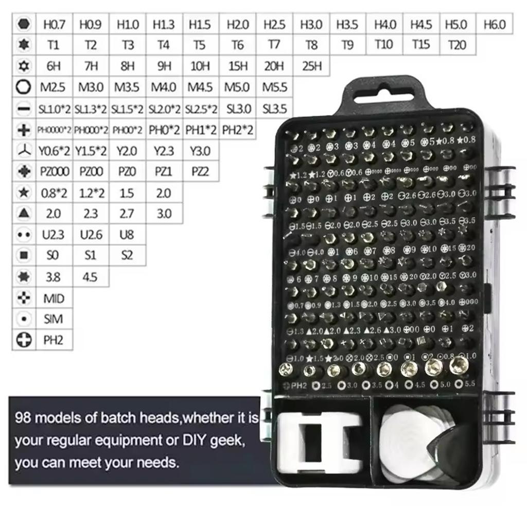 115 in 1 Precision Screwdriver Set Carbon Steel Disassembly and Repair Tools for Household Appliances Repair Needs