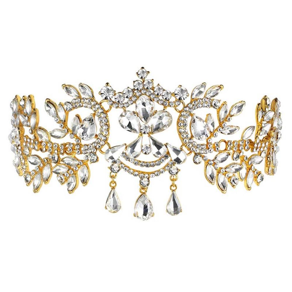 Sparkling Rhinestone Headdress Luxury Bridal Tiaras Head Chain Women Hair Jewelry  Bridal Party