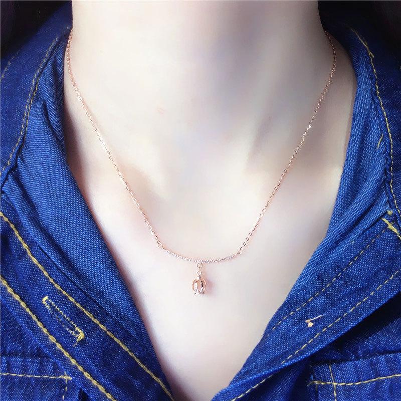 Pure Purple Gold Crown Queen Pendant Fashion Rose Gold Plated Shiny Collarbone Chain