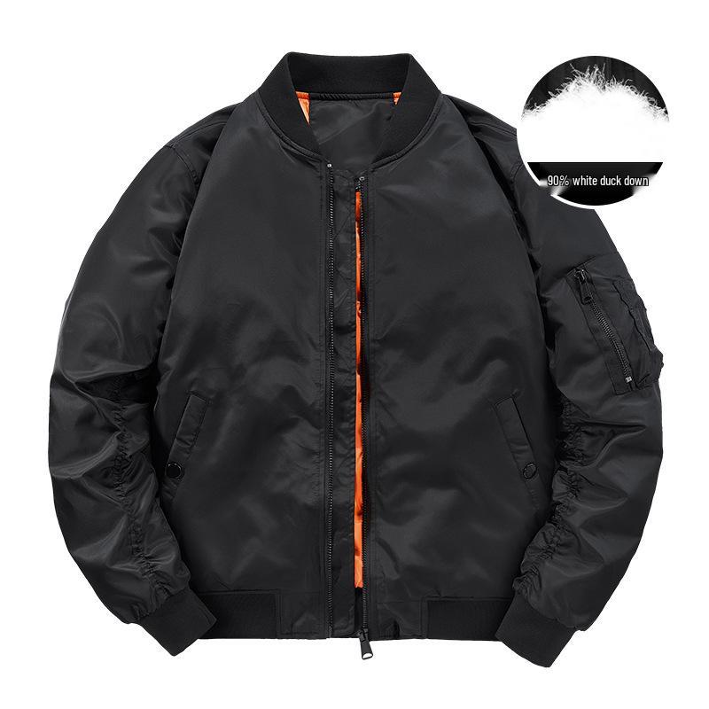 Men's Winter MA1 Bomber Jacket: Short, Thickened, Plus Size, Trendy Baseball Uniform Style.