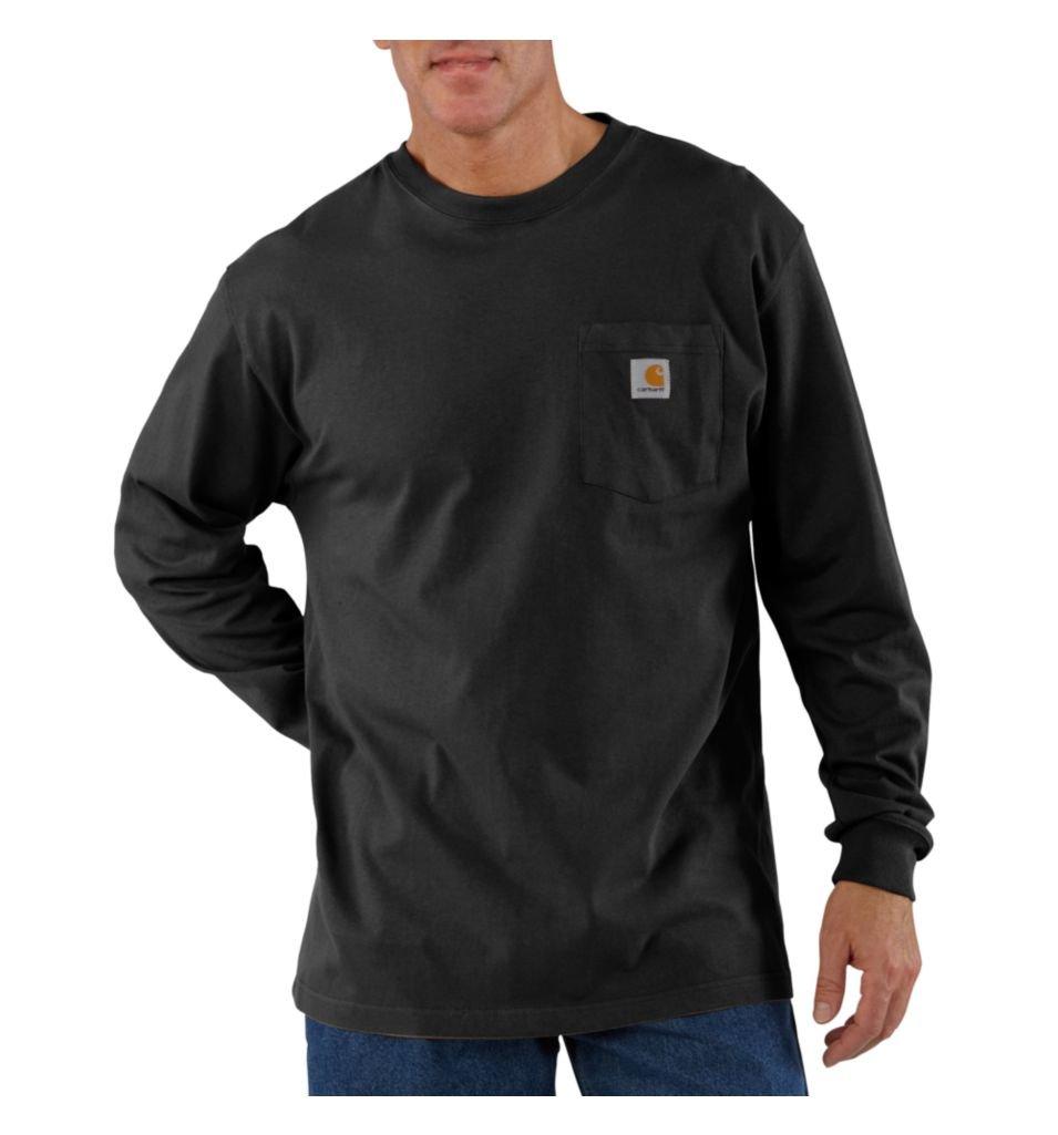 Мужская футболка Carhartt Workwear, среднеплотный джерси, с карманом, длинный рукав, цвет US Black, K126, размер L, Цвет