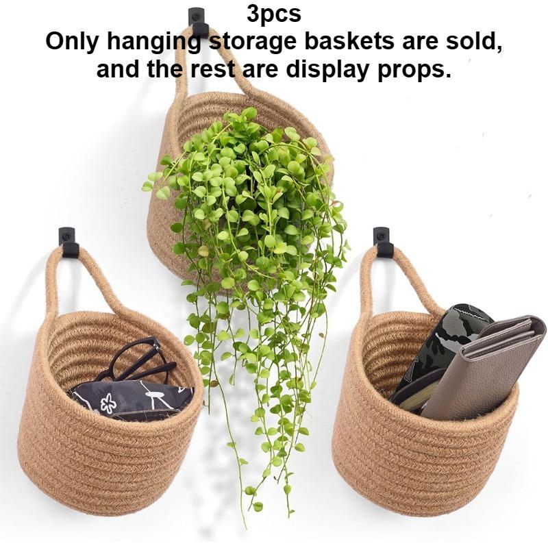 3 шт. Плетеная цветочная корзина Горшок для растений Подвесная корзина Милая подвесная корзина Подвесная корзина-органайзер