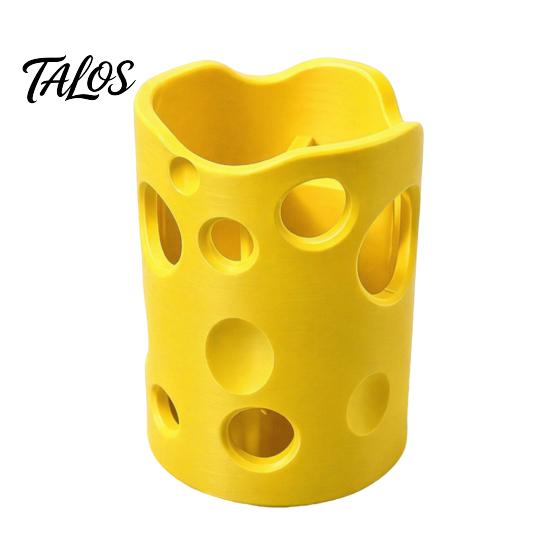 Talos 3D Printed Cheese Pen Holder, Large Capacity Desktop Organizer with Smooth Edges And Removable Dividers, Stationery Storage Box for Pens Pencils