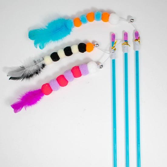 Yousheng Jucărie interactivă pentru pisici Coarda retractabilă Baghetă amuzantă pentru pisici Baghetă cu clopote Snur elastic pentru pisici Stick rezistent la mestecat