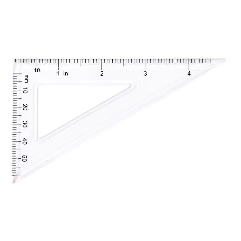 Plastic Transparent Triangle Ruler & Set Square - Student Drawing Tool Set