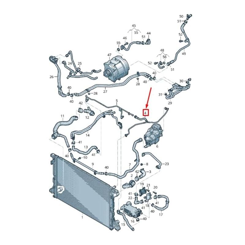Engine Crankcase Breather Hose Replacement Radiator Coolant Hose 4N0121081BJ for D5 Radiator Overflow Coolant Pipe