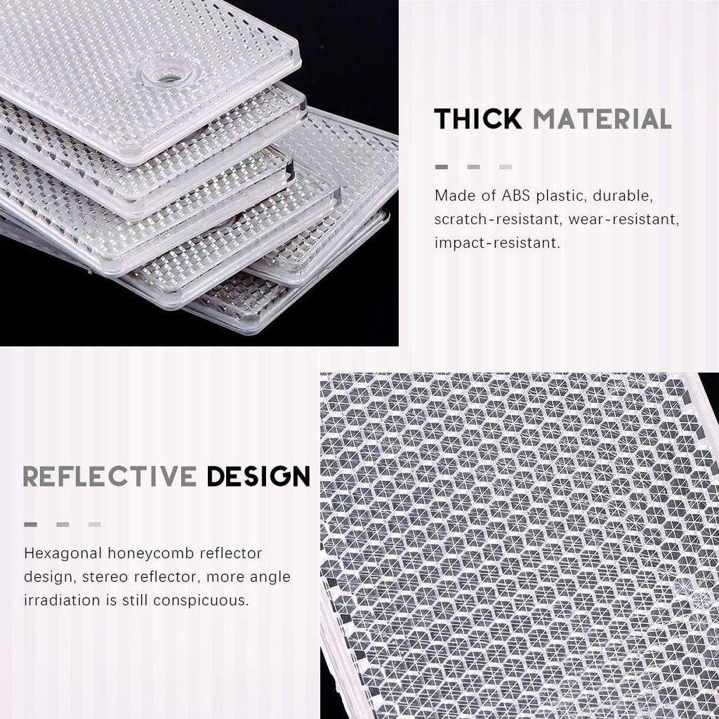 Swpeet 20Pcs Universal White Plastic Rectangular Stick-on Car Reflector Sticker, Door Reflectors Interior White Compatible Warning Plate Adhesive