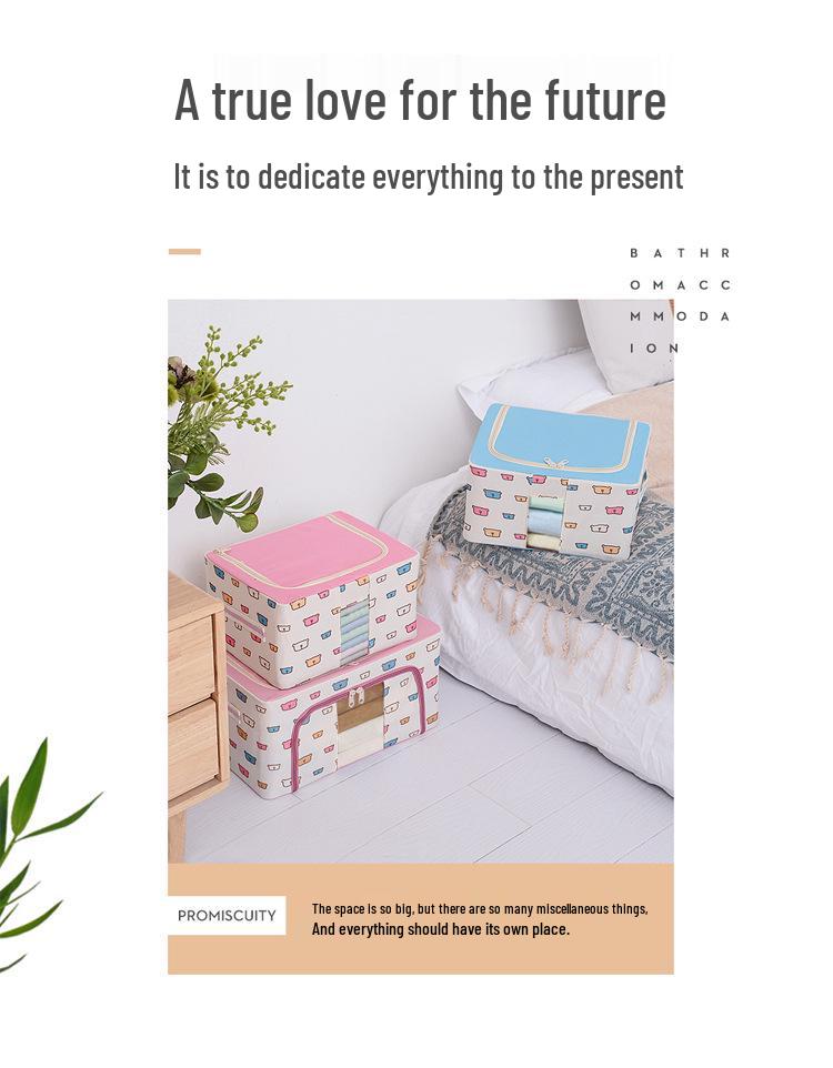 Cutie de depozitare impermeabilă din pânză Oxford cu cadru de oțel și design pliabil transparent pentru dulap, mașină sau depozitarea pilotei.