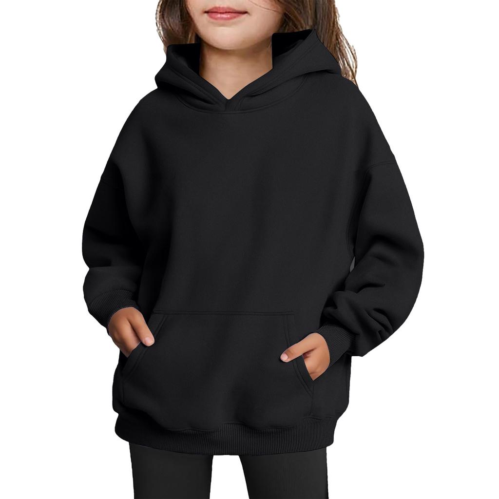 Vinter Gutt og Jenter Ensfarget Langermet Hettegenser Topper