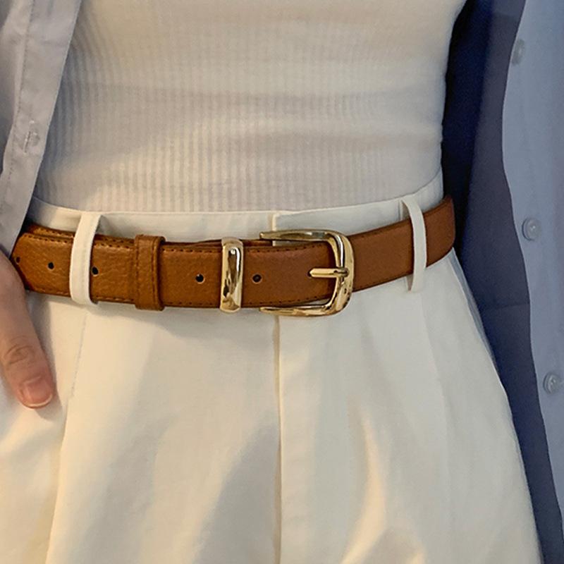 Women's Simple Pants Belt Solid Color Casual Pin Buckle PU Belt