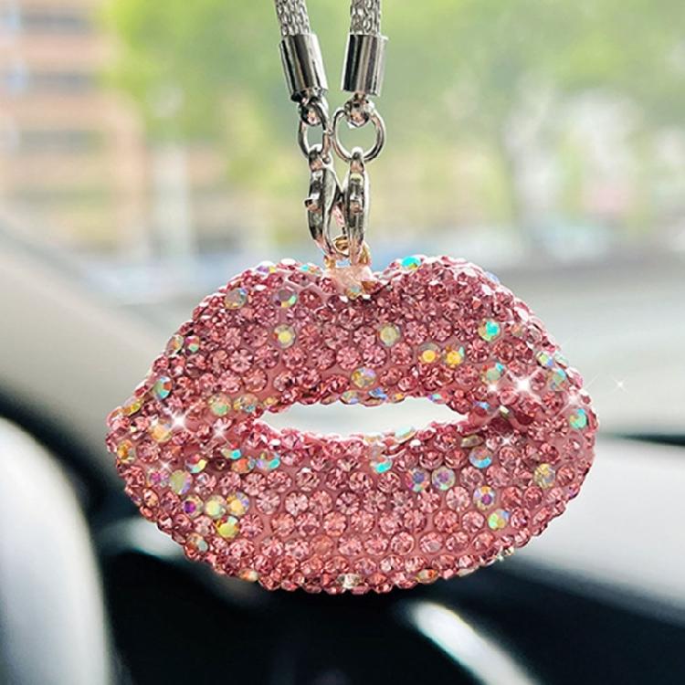 Vzrušující Lip Crystal Ozdoba na zpětné zrcátko auta Stylový závěsný přívěsek Módní auto Ozdoba Barevná pro ženy
