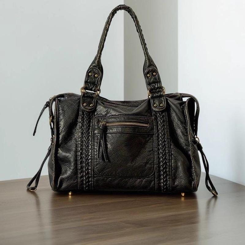 Vintage Punk Tragetasche Große Kapazität Weiches Leder Umhängetasche Unisex Schultertasche Tägliche Reise Handtasche Geschenke