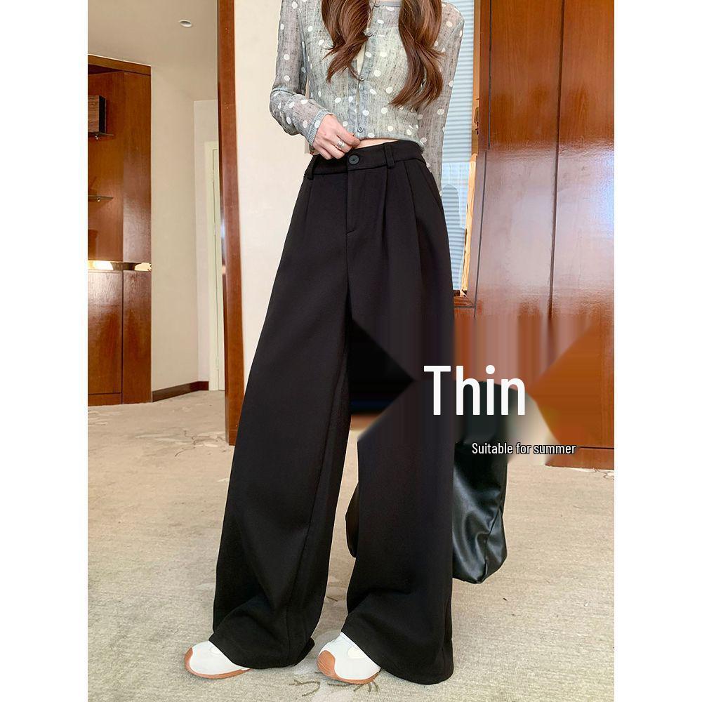 

Elegant High-Waisted Wide-Leg Trousers for Women - Versatile, Loose, and Thickened Floor-Length Fit for Spring and Autumn. L for 52.5-59.5 kg
