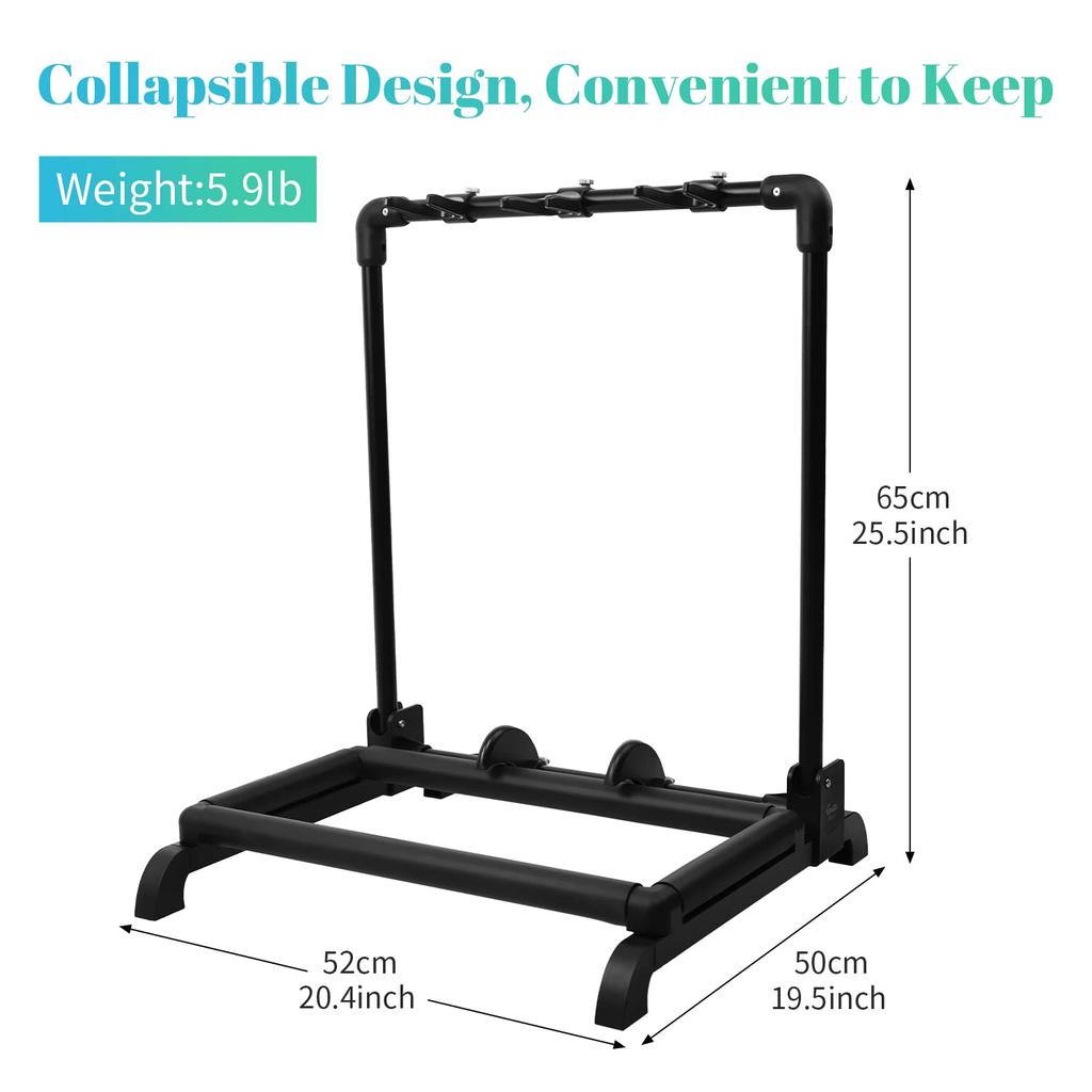 The GUITTO Plastic Multi Guitar Rack Stand is a foldable universal display rack for band and stage and can hold acoustic a portable guitar holder 3