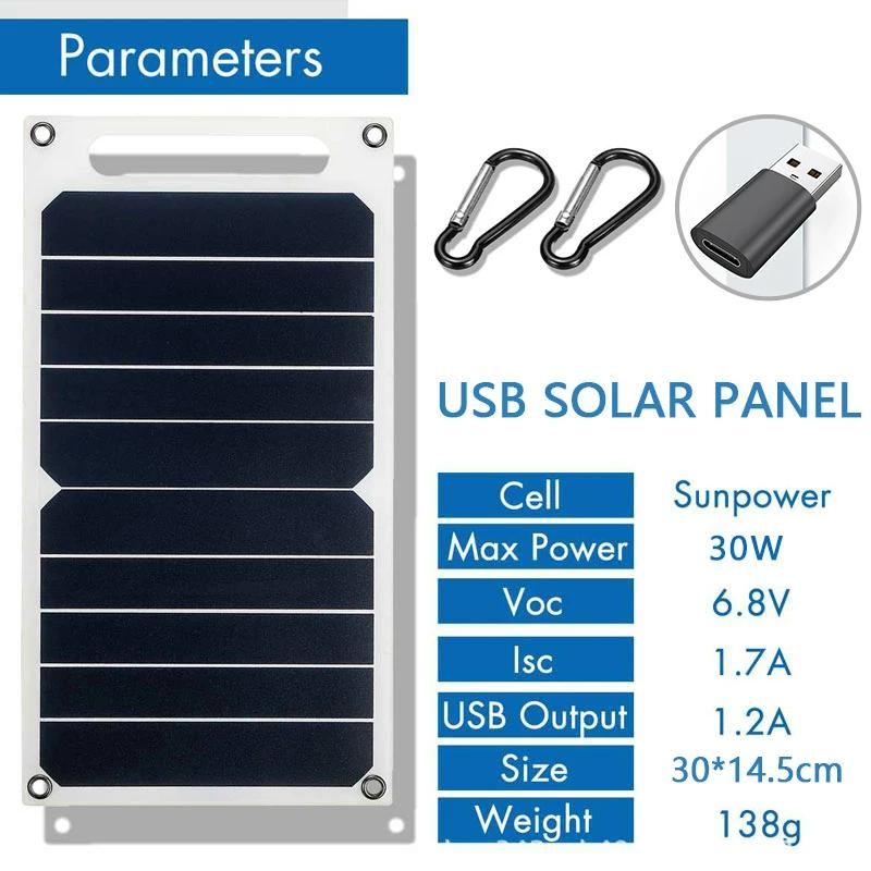 Solar Panel 5V  USB Type-C Charge Portable Flexible Kit  Lightweigh Mini System For  Phones Car Camping Hiking Power Banks IP65