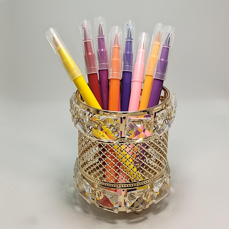 1Pcs New European-style Metal Makeup Brush Storage Tube, Home Office Pen Holder, Dressing Table Beauty Brush Bucket, Decorative Ornament Vase