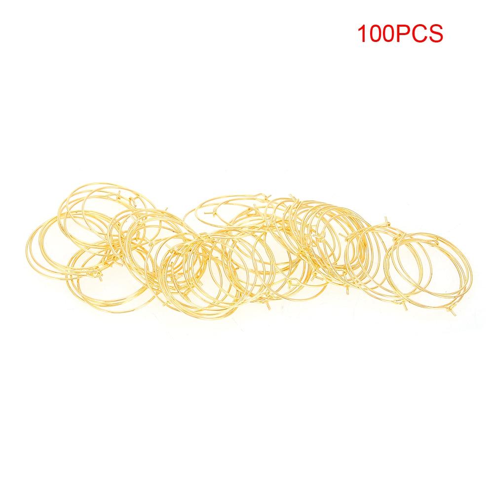 100 Pcs Steel Circle Earring Loops Wine Glass Hoop Ring Jewelry Findings (Gold, 30 * 25mm)