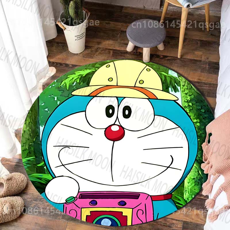 Best Seller! Classic Cartoon Doraemon Print Round Carpet Surprise Gift for Boys and Girls Bedroom Mat Living Room Sofa Study Rug