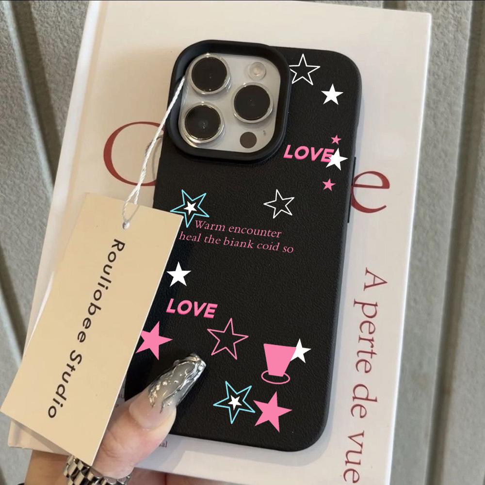 HOT Colorful Star Wings Dots Lichee leather pattern Phone Case For iPhone 17 16e 16 15 14 13 12 11 Air Pro Max Plus X XR XSMax
