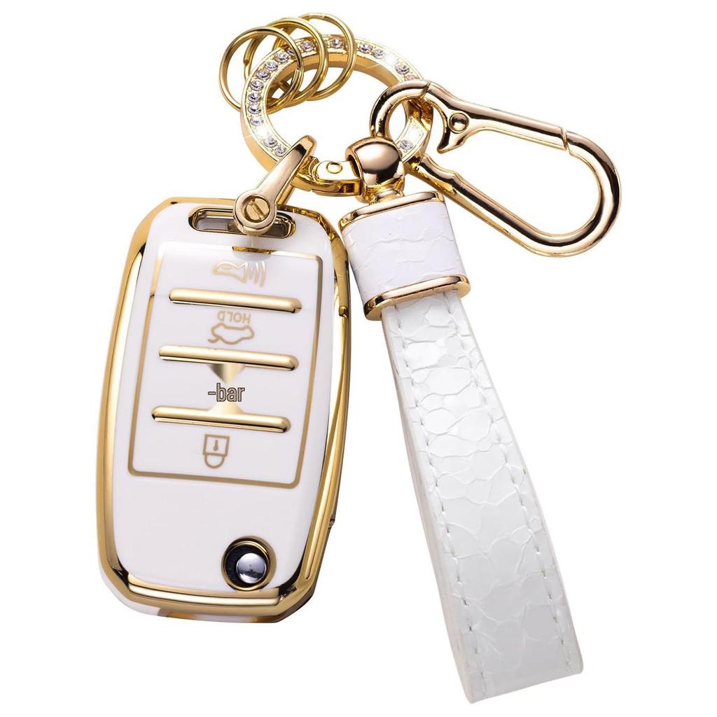 Gold-Edged Key Cover Pendant with Stone Pattern Keychain for Cars - Cross-Border Bestseller