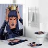 Crown African American Women Bathroom Shower Curtain Toilet Mat Set Waterproof Design For Elegant Home Decor