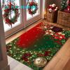 1pc, 2D Flat Printing, Christmas Themed Floral Entrance Doormat, Festive Atmosphere Entryway Doormat, Colorful Non-Slip, Machine Washable Mat, Suitabl