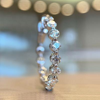 Huitan Minimalist Finger Ring for Women  Plated Mosaic Crystal Round Cubic Zirconia Simple Stylish Fashion Rings Jewelry
