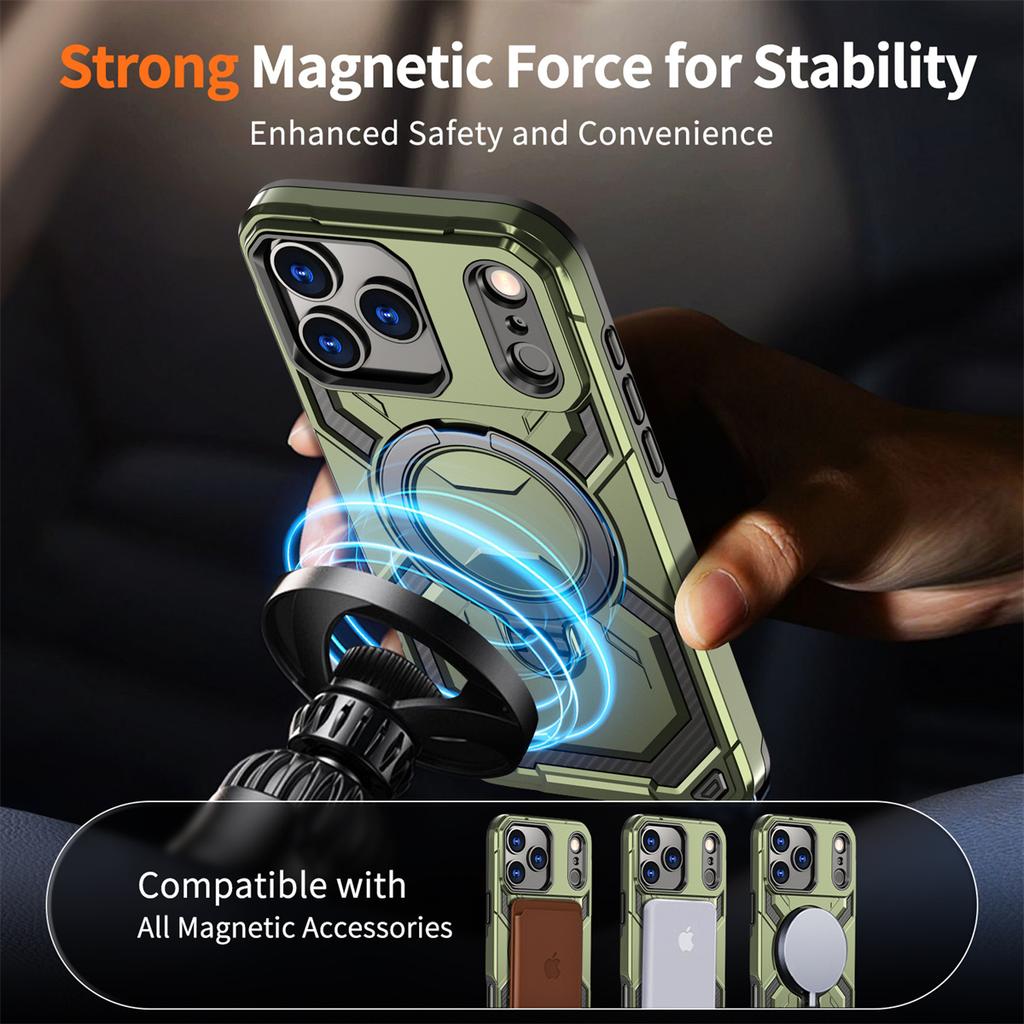 360° Rotate Bracket Phone Case for Iphone 11 12 13 14 15 16 17 Pro Max Plus 16E for Magsafe Magnetic Wireless Charging Cover