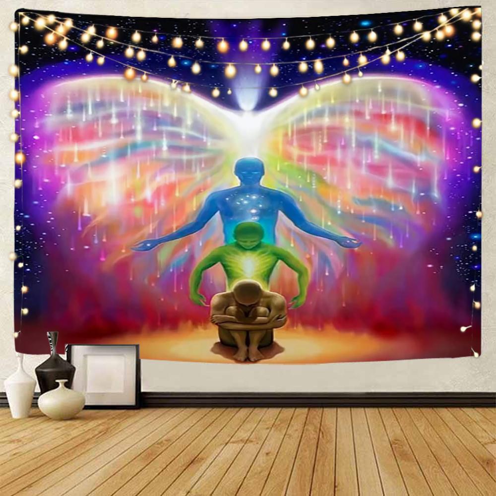 

3D Фэнтези Ангел Декор гобелен Мандала Богемный Хиппи Декор Стены Гобелен Психоделический Фон Декор Стен Спальня Домашний Декор 100X75CM