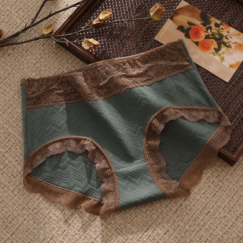 Culotte Triangle Jacquard Coton 7A Antibactérienne à l'Entrejambe Respirante et Douce pour la Peau, Taille Haute, pour Printemps et Été