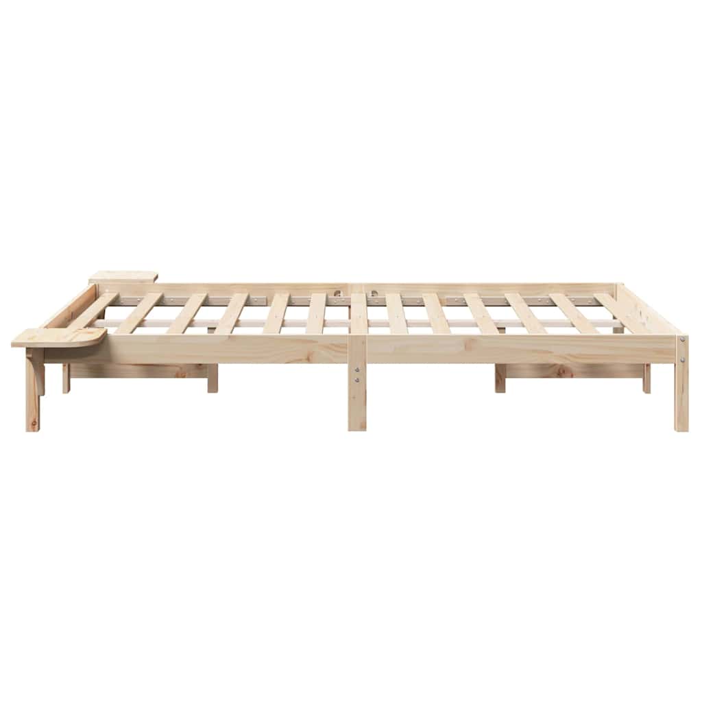 Bed Frame Natural 120 X 190 Cm Solid Pine Wood