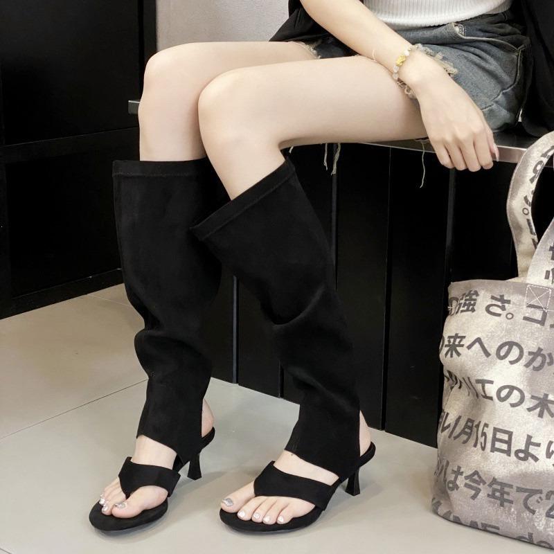 Fashion New Satin Sandal Boot Women Summer Pointed Toe Clip Toe Thin Heel Long Boot for Women Elegant Comfort Designer Brand Modern Boot