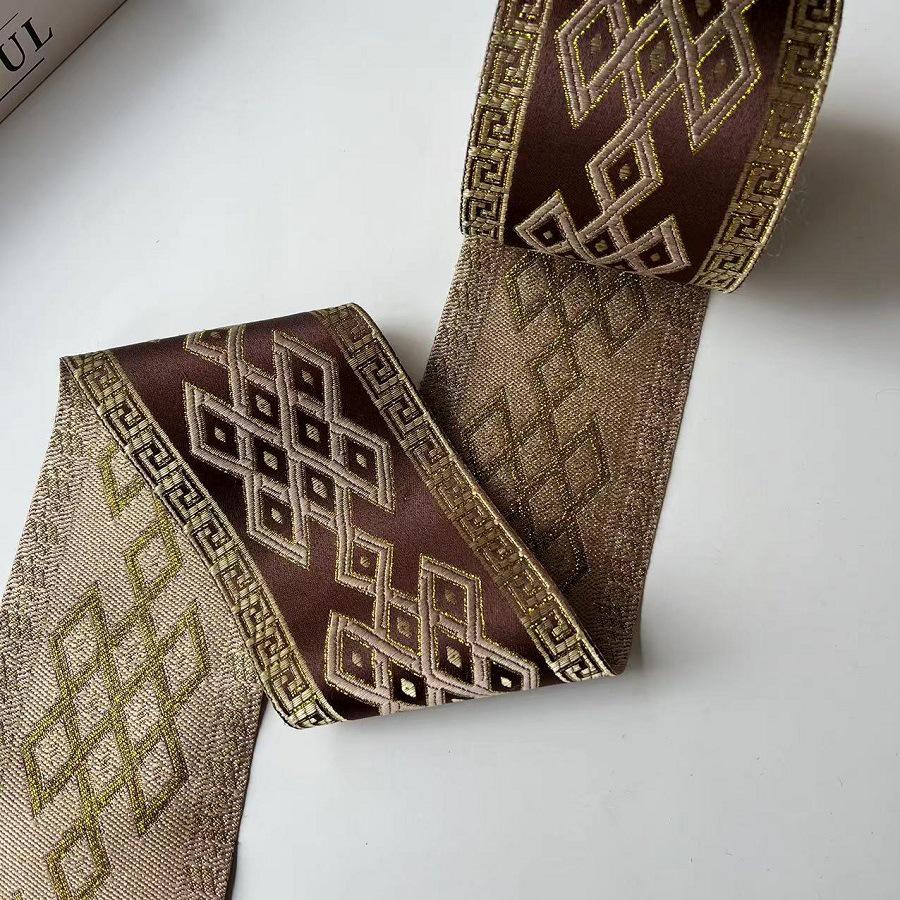 Jacquard Geometric Lace Curtains & Textile Trim, 9CM Wide (Model SH-3175)