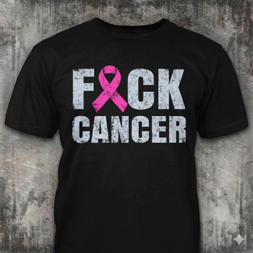 F*ck Cancer - Distressed Pink Ribbon T-Shirt: Breast Cancer Awareness Gift
