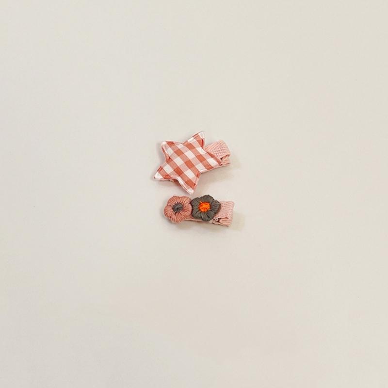 

2Pcs/Set Plaid Star Baby Hairclips Lace Flower Children Girls Hairpins Hairdresses Baby BB Clip Hair Styling Accessories