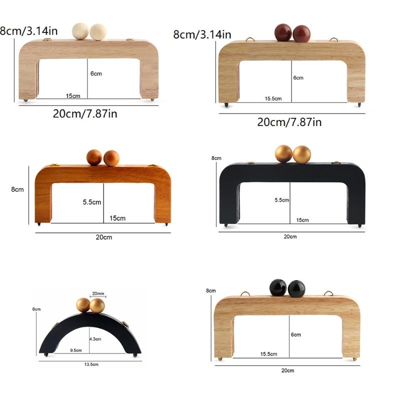 Stylish DIY Bag Mini Wooden Handle with Beads and Practical Kiss Clasp Closure